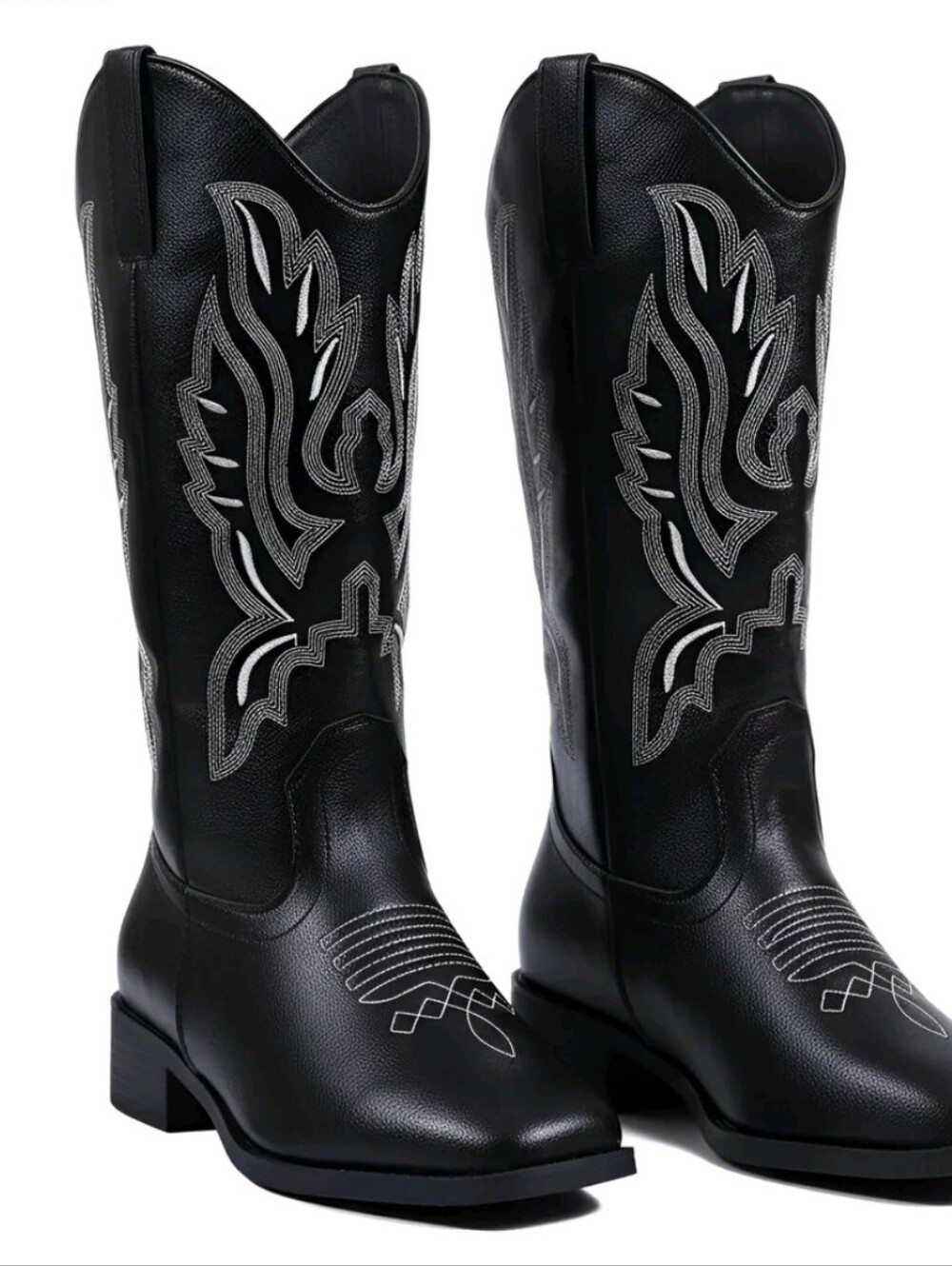 Women's Black Embroidered Lace-Up Western Boots - Picture 3 of 3